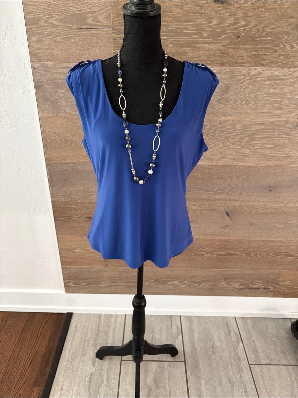 White House Black Market Royal Blue Cap-Sleeve Scoop Neck Tank